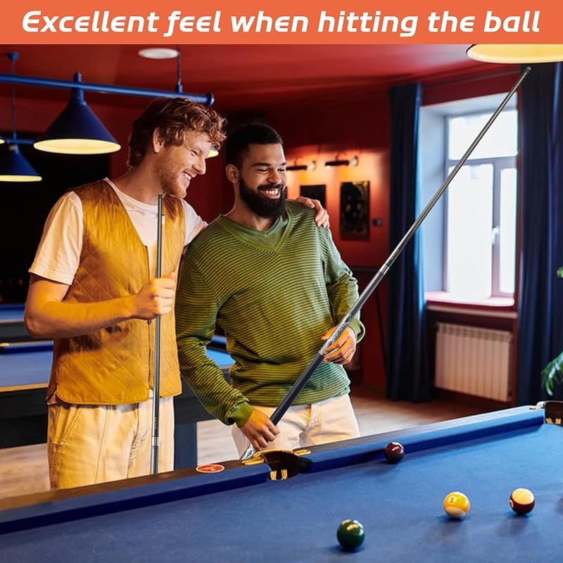 58-Inch Carbon Fiber Pool Cue - Gray, 2-Piece Snooker Cue, 13mm Tip