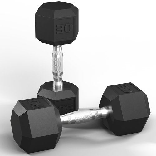 GRETERST Dumbbells Set Rubber Coated Hex Hand Weights Exercise & Fitness for Home Gym Workouts Strength Training Equipment, Black, 30LB
