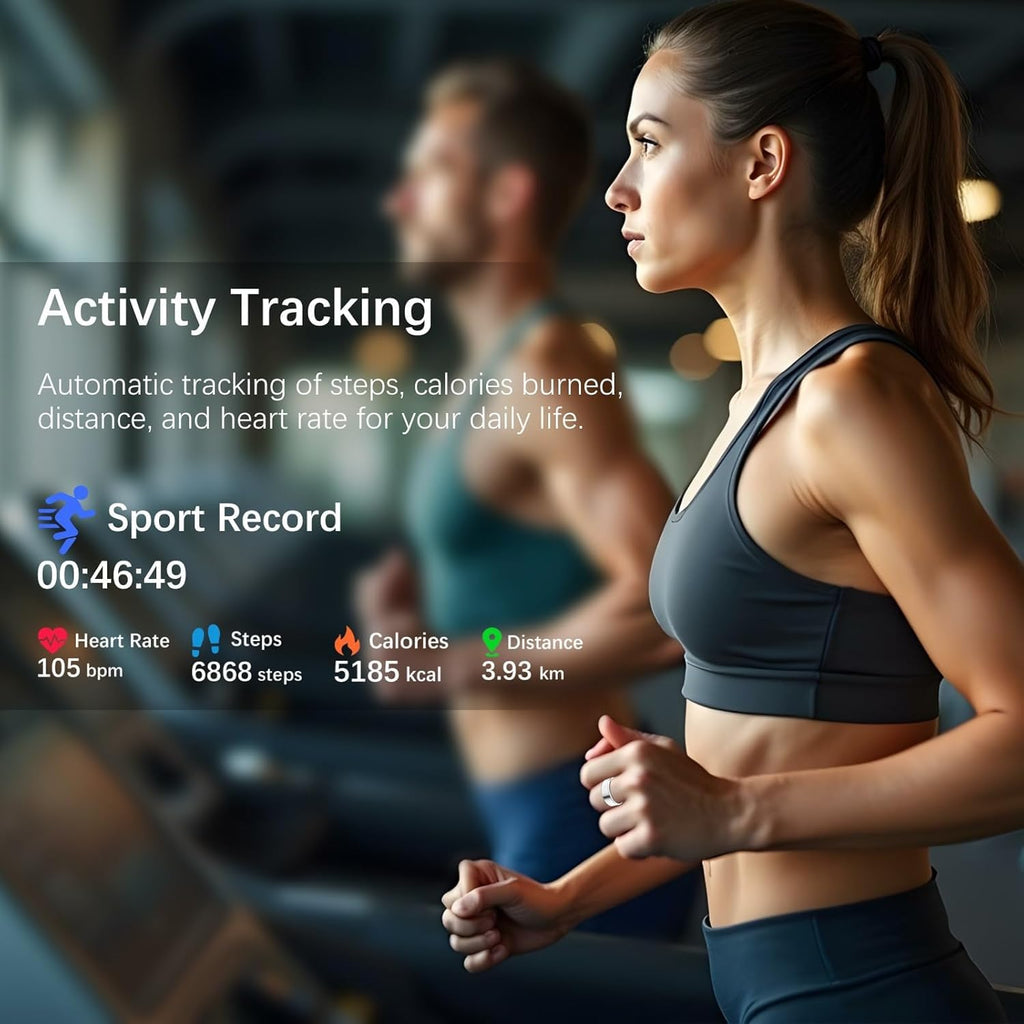 SM SEVENMORE Smart Ring Health Fitness Tracker with GPS Route for Men Women, Step/Heart Rate/Blood Oxygen/Blood Pressure/Sleep Monitoring for iPhone & Andriod, No App Subscription (Silver, #10)
