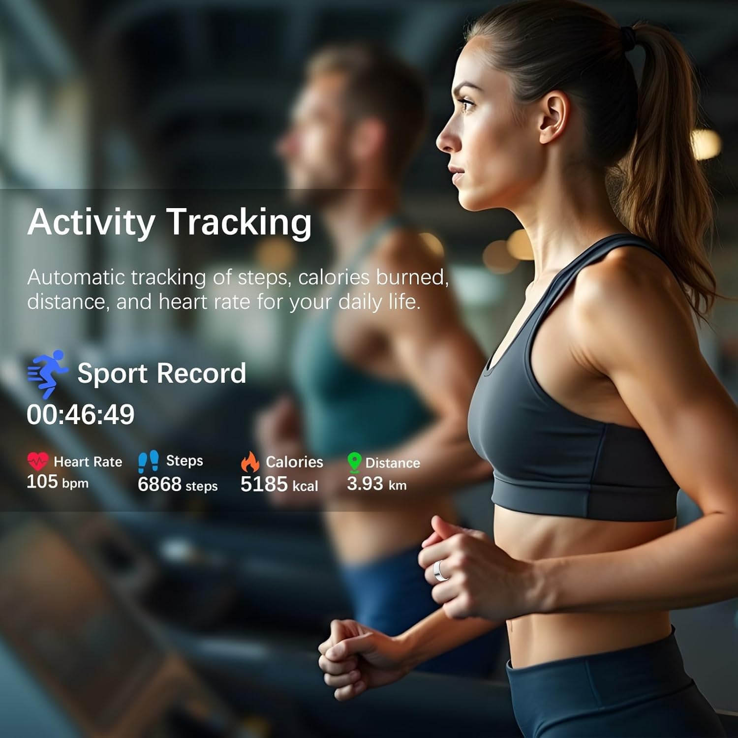 SM SEVENMORE Smart Ring Health Fitness Tracker with GPS Route for Men Women, Step/Heart Rate/Blood Oxygen/Blood Pressure/Sleep Monitoring for iPhone & Andriod, No App Subscription (Silver, #10)