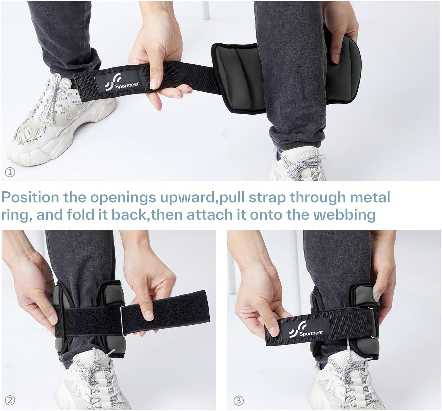 Sportneer Adjustable Ankle Weights Set - Comfortable Neoprene Leg Weights for Walking & Yoga | 1 Pair (2-10 lbs)