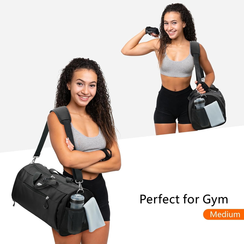 TOPDesign Gym Bag - Unisex Duffel with Shoe Compartment & Wet Pocket for Travel | Large Black