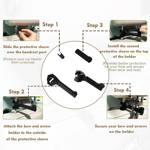 Bow Hanger for Truck - Universal Headrest Mount Archery Holder | Easy On/Off Vehicle Organizer (2PCS)