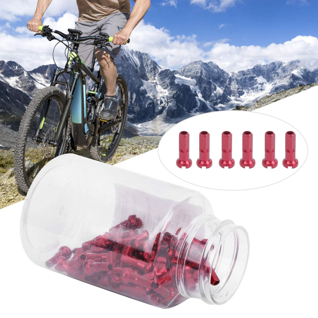 SUNGOOYUE Spoke Nipple, 100Pcs Aluminum Alloy Spoke Cover Nipple Cycling Accessory (Red)