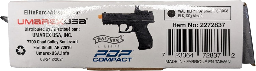 Walther PDP Compact Airsoft Gun - Optics-Ready 6mm BB Pistol with RDS8 Red Dot Sight