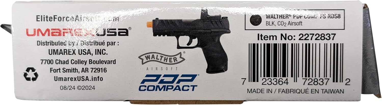 Walther PDP Compact Airsoft Gun - Optics-Ready 6mm BB Pistol with RDS8 Red Dot Sight