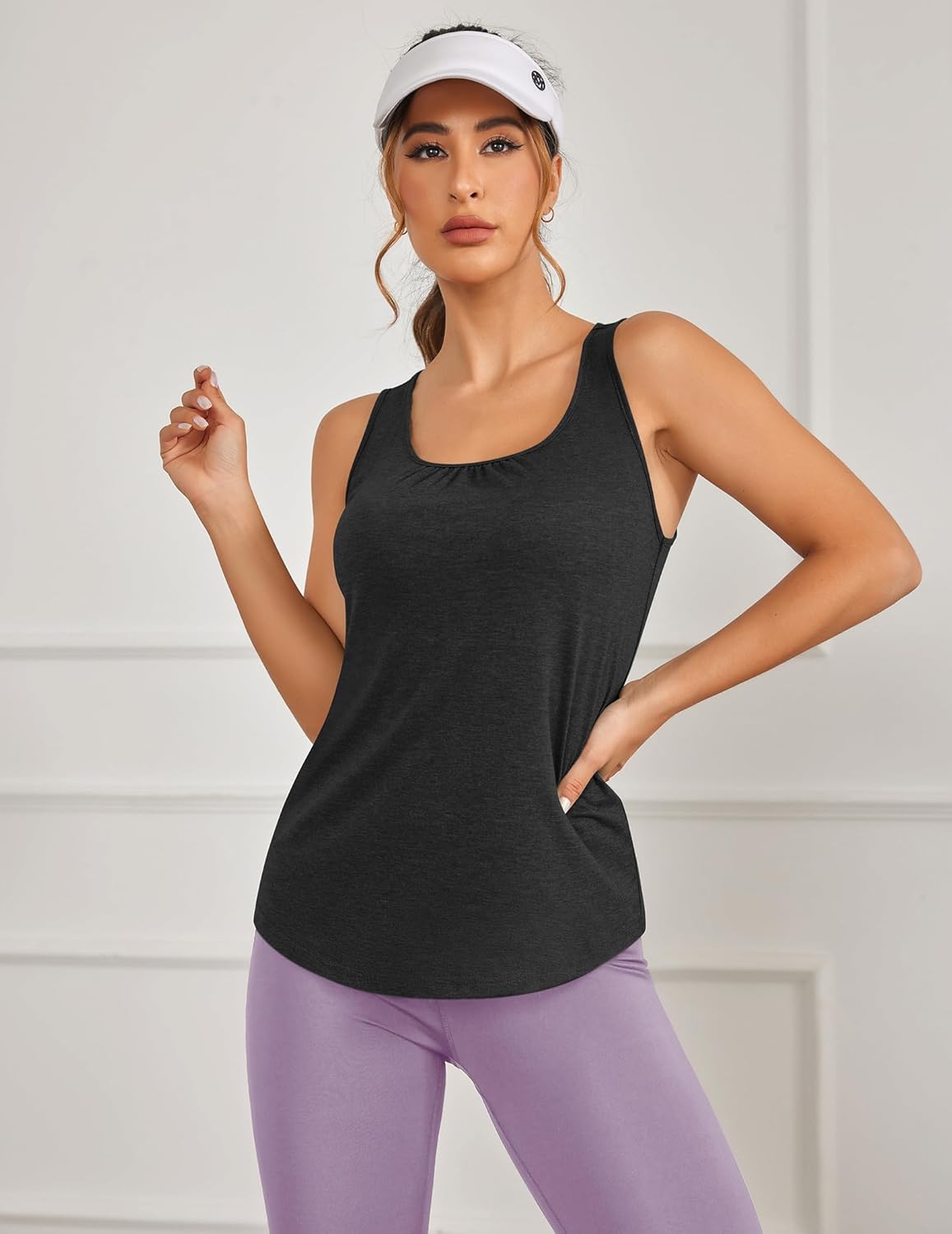 PINSPARK Women's Workout Tops - Lightweight Racerback Tank for Yoga & Gym | 2 Pack, Sizes S-3XL