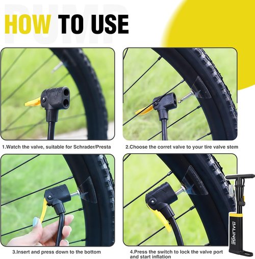 High-Pressure Portable Tire Pump by [Brand Name] - Up to 120 PSI, Ergonomic Design, Fits Presta & Schrader Valves