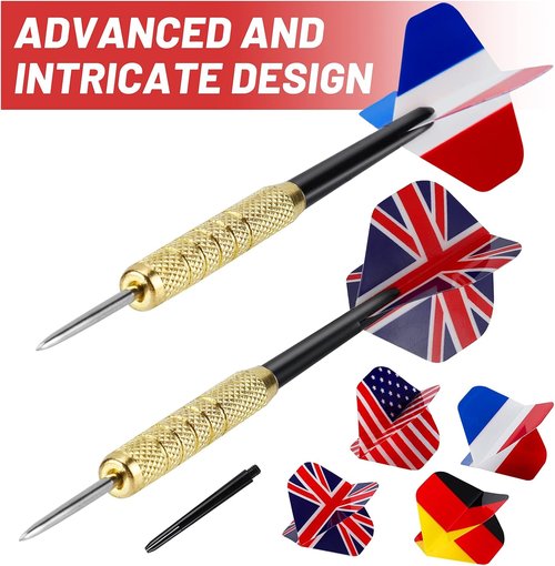 Accmor 12-Piece Steel Tip Darts Set - 18g Professional Metal Darts with Extra Shafts & Flights