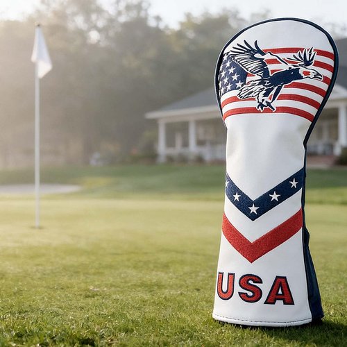 GOOACTION USA Eagle Golf Club Driver Headcover American Stars Stripes Flag Pattern Design Leather Patriotic Head Cover