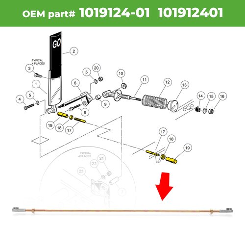 10L0L Golf Cart Accelerator Rod Assembly for Club Car DS 1998-Up Gas Models, Replacement Throttle Linkage Rod Kit, Replaces OEM# 1019124-01 101912401