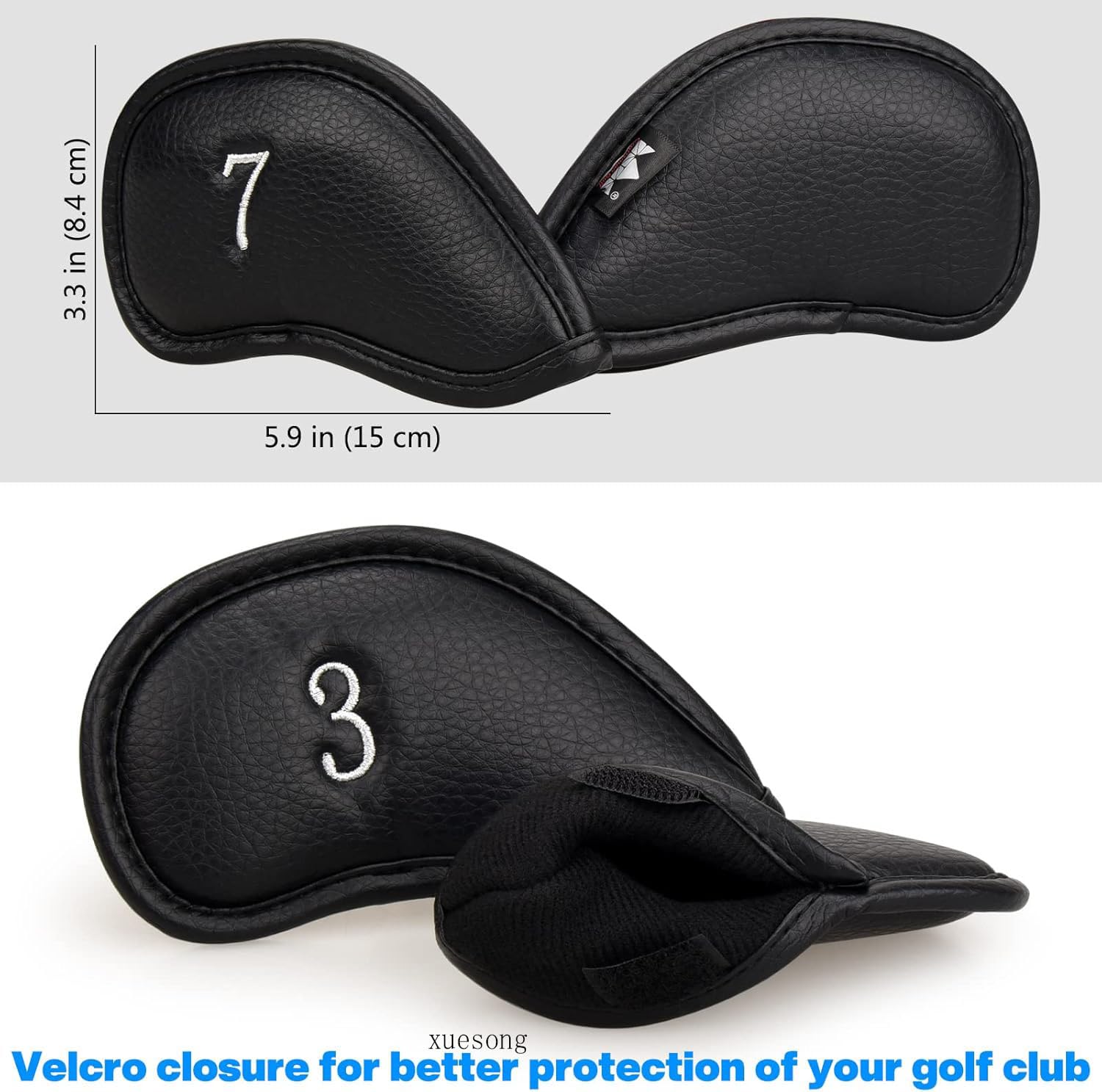 Xuesong Golf 12pcs Thick Synthetic Leather Golf Iron Head Covers Set Headcover Fit All Brands Callaway Ping Taylormade Cobra Etc