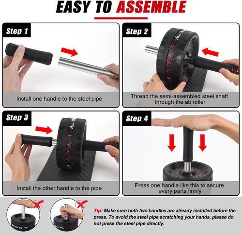 Abiarst Ab Roller Wheel - Ultimate Abs Workout Equipment for Core Strength Training | Includes Knee Pad Accessories