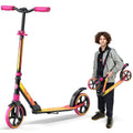 Outdoor Cruiser Kick Scooter for Ages 6+, for Kids, Teens, and Adults, Max Load 250 LBS, Foldable, 8-inch Big Wheels, Dual Suspension, 3 Adjustable Levels, Child Safety Approved, Yellow and Pink