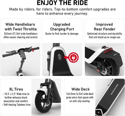 NIU Electric Scooter - Adult E-Scooter with Suspension, 600-1000W Power, Up to 37.3 Miles Range