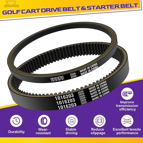 OMEIPMEO Club Car Clutch Drive Belt & Starter Generator Belt for Club Car DS 1997-UP and Precedent 2004-UP Gas Golf Cart, Golf Cart Drive and Starter Belt Kit Replace OEM# 101916701 1016203