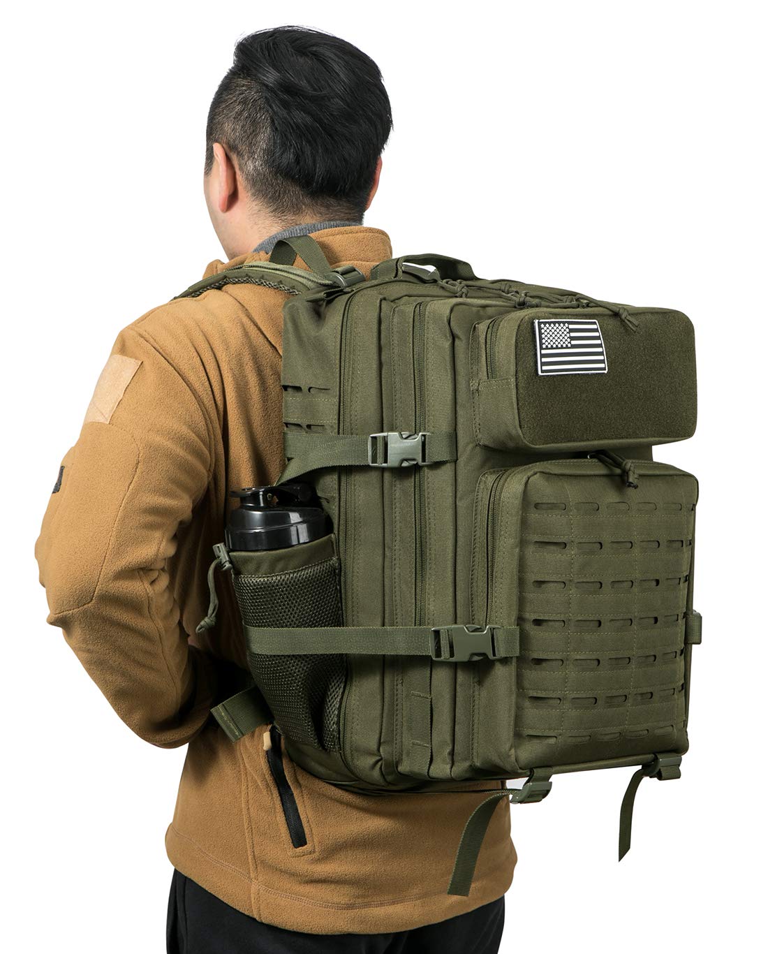 QT&QY Military Tactical Backpacks For Men Molle Daypack 45L Large 3 Day Bug Out Bag Hiking Rucksack With Bottle Holder