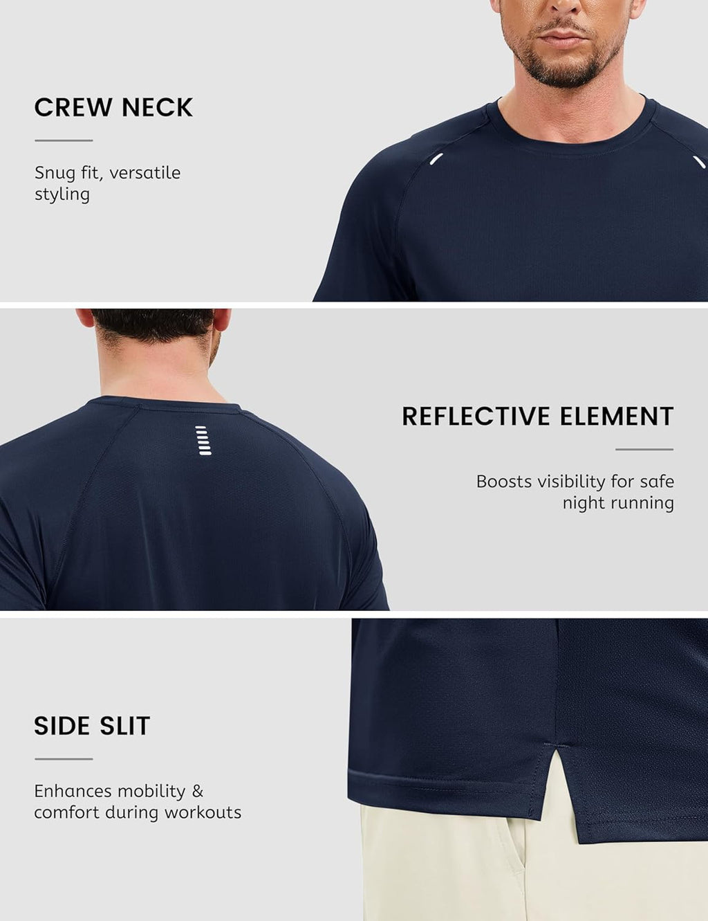 TACVASEN Men's Athletic Workout Shirt - Moisture-Wicking Dry Fit Short Sleeve Gym Tee