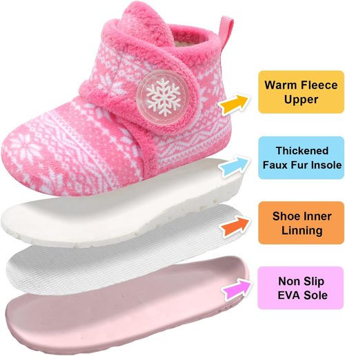 LeIsfIt Toddler Slippers - Warm, Lightweight Non-Slip House Shoes for Boys & Girls | Winter Boots