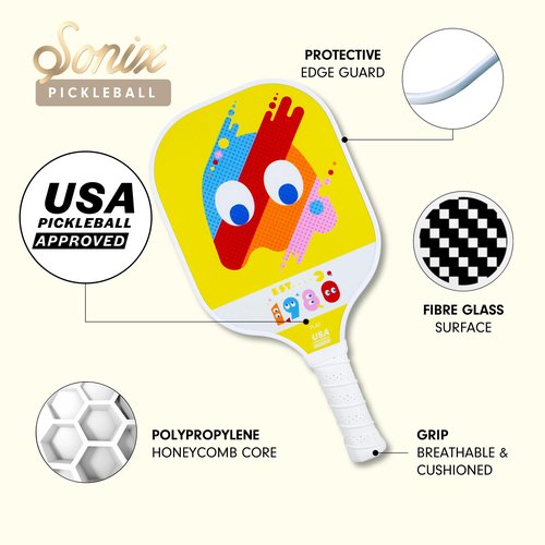 Sonix x Pac-Man | Pickleball Paddles Set of 2 | USAPA Approved | Fiberglass Surface, Honeycomb Core | Mixed 2-Pack Paddles | Pacman