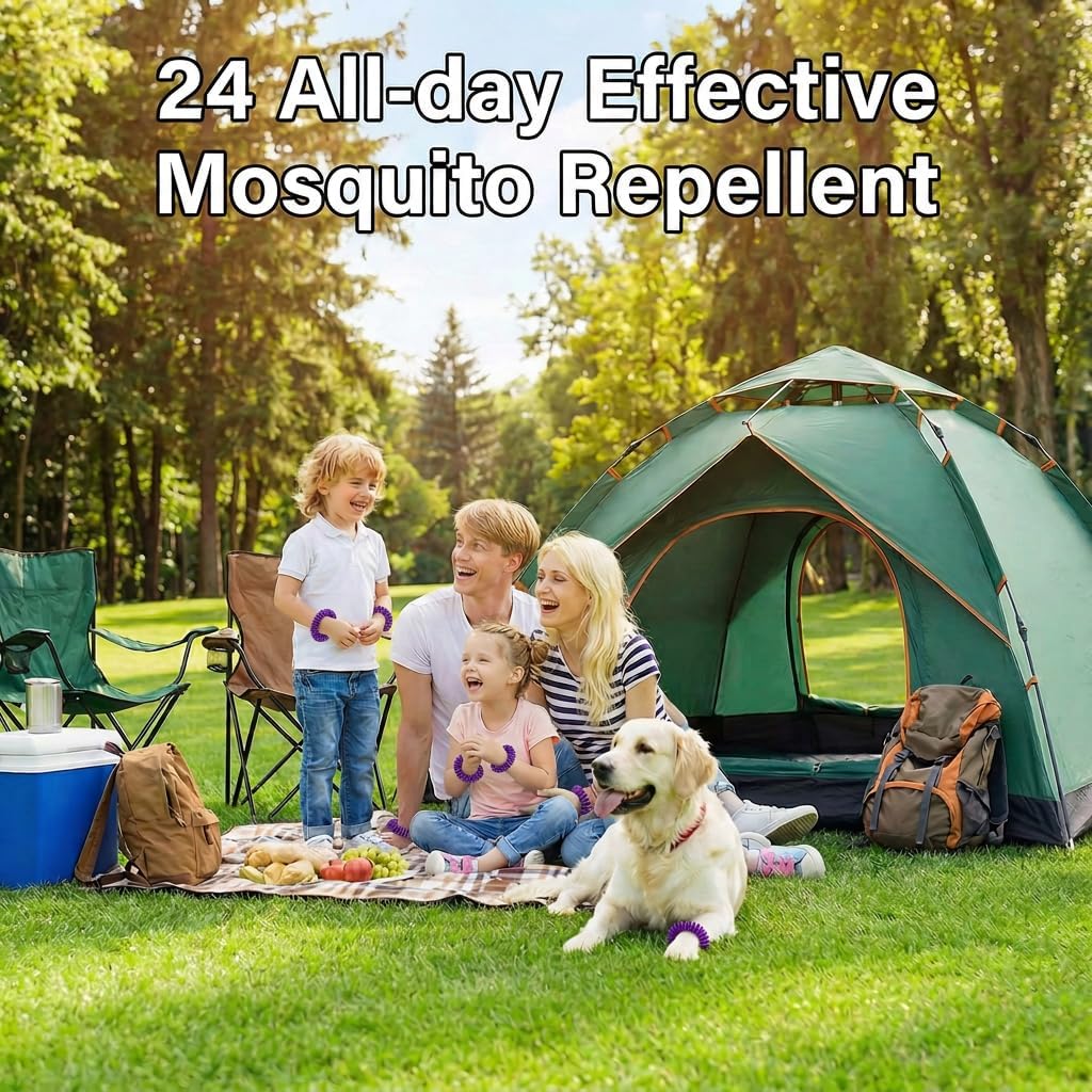 Skiennix Mosquito Bracelets - DEET-Free, Waterproof Citronella Bands for Adults & Kids | 24 Pack