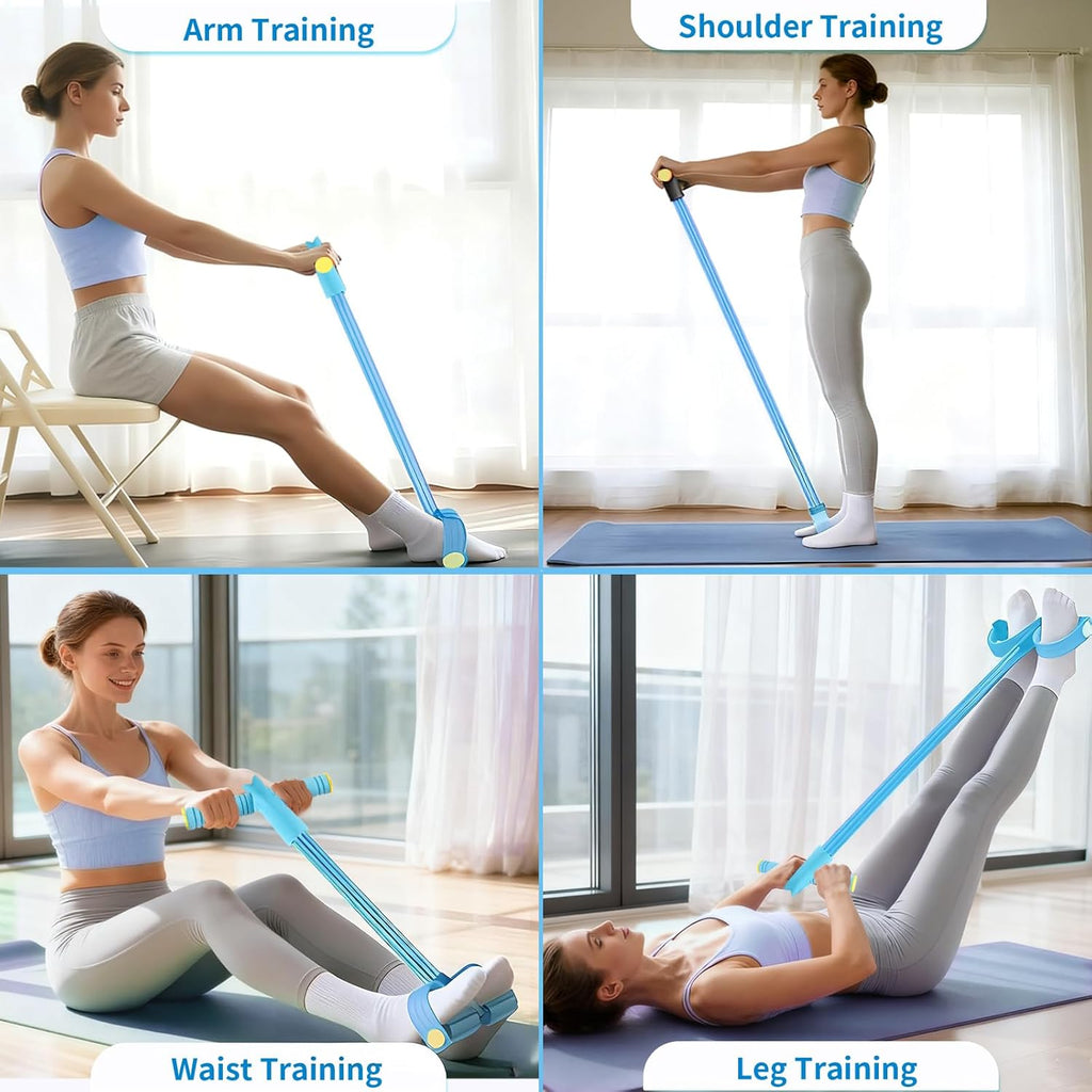 Pedal Resistance Bands - Upgrade 6-Tube Manual Tension Training | Natural Rubber for Full-Body Workouts