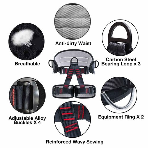 HandAcc Climbing Belts, Adjustable Thicken Professional Safety Belt, Climbing Gear for Tree Climbing, Fire Rescue, Roofing, Rappelling And Expanding Training