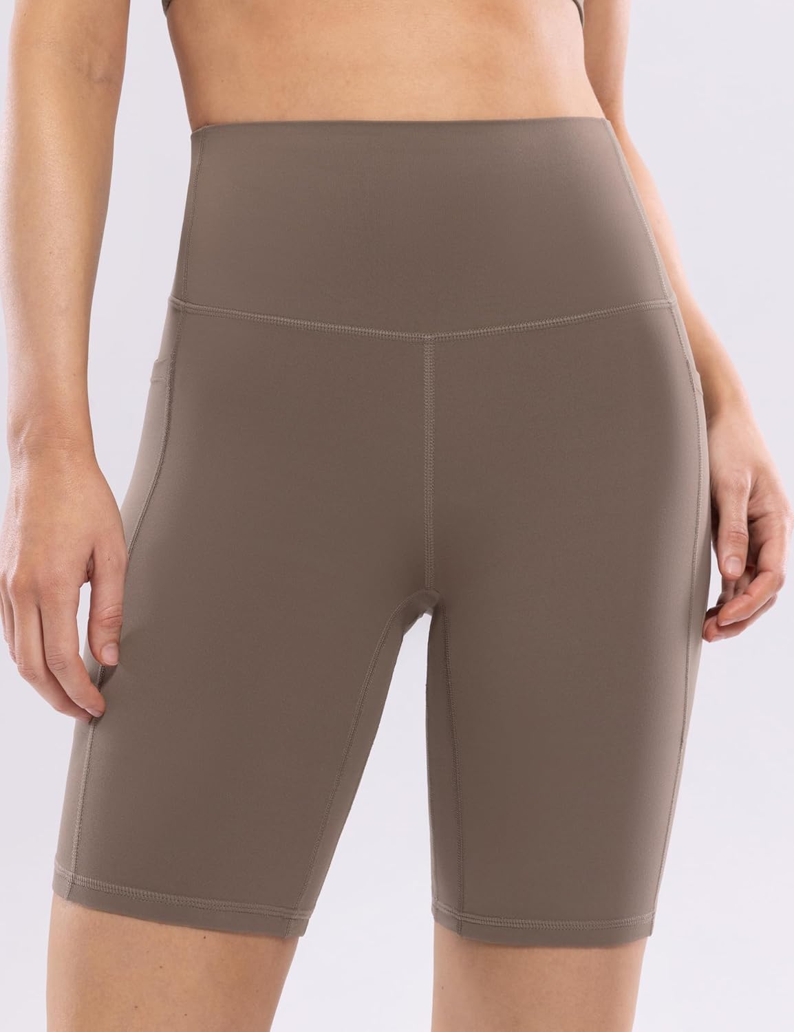 POSHDIVAH Women's Creamluxe Yoga Shorts - High Waisted, Pockets, Available in 2.5"/4"/6"/8"/10" Sizes