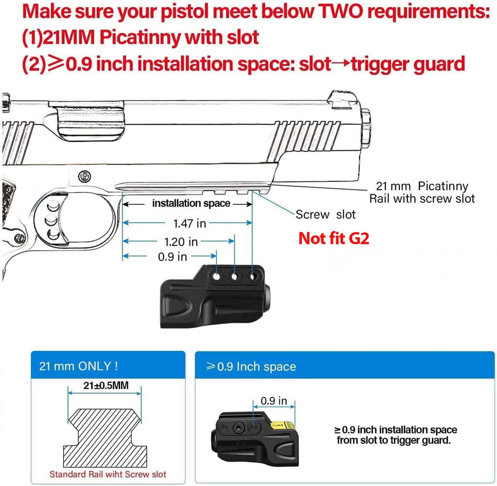 SOLOFISH Laser Sight for Pistol - Rechargeable Green/Red/Blue with Picatinny Rail
