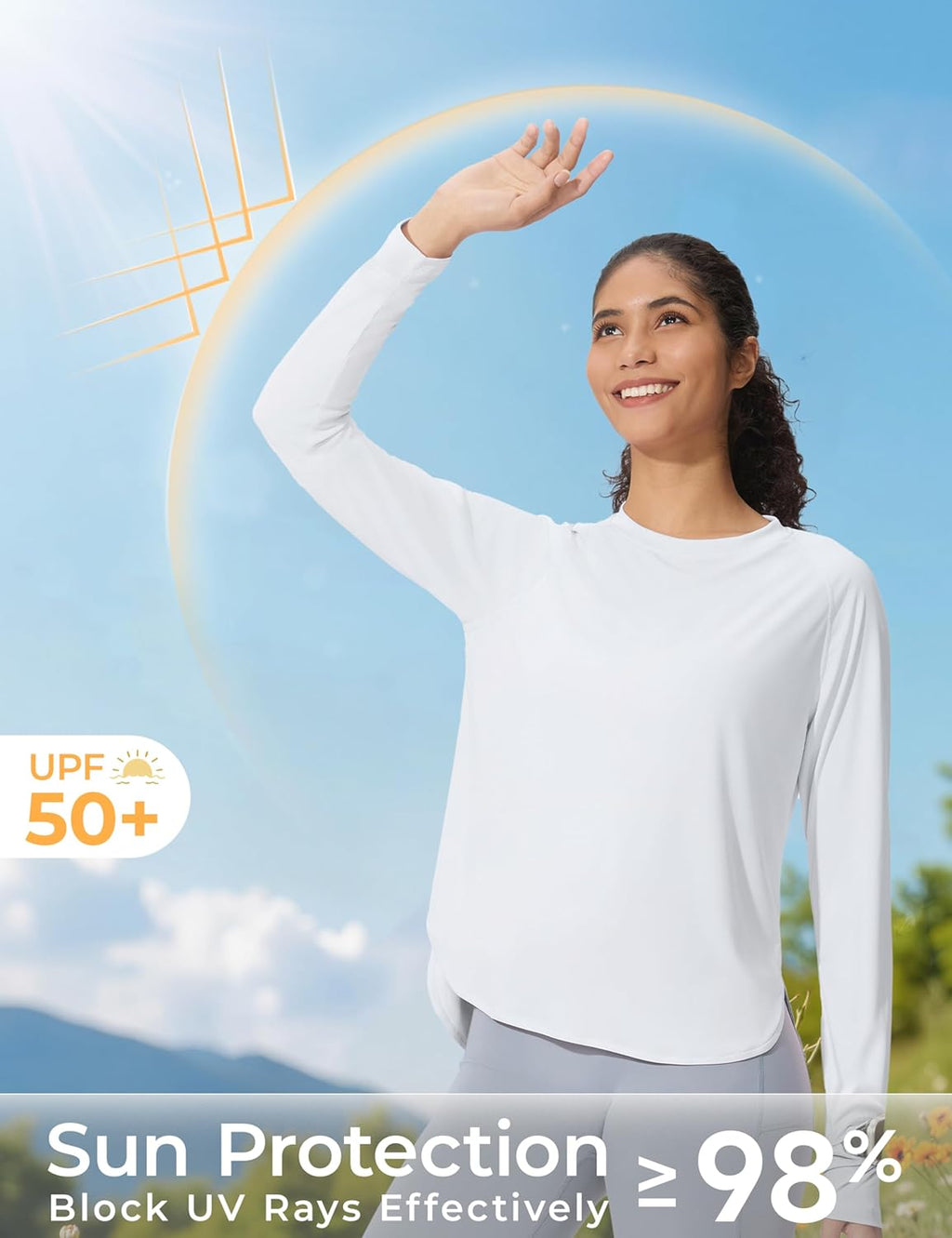 Skiennix Women's Sun Shirt - UPF 50+ Long Sleeve UV Protection for Outdoor Hiking - Lightweight Quick Dry
