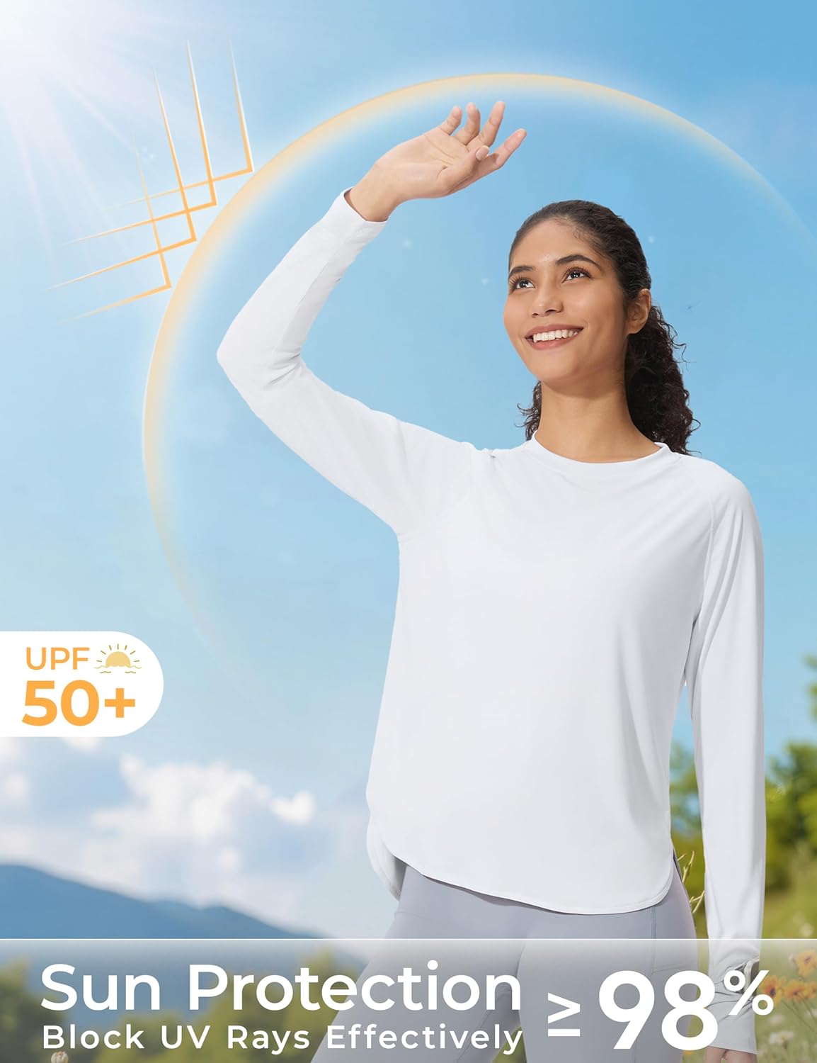 Skiennix Women's Sun Shirt - UPF 50+ Long Sleeve UV Protection for Outdoor Hiking - Lightweight Quick Dry