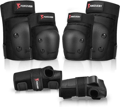 Forzueby Protective Gear Set - Adult & Kids Knee Pads, Elbow Pads, Wrist Guards | 6-in-1 for Skating & BMX