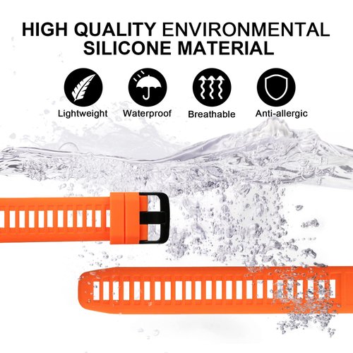 GERSIK Compatible with Garmin Watch Bands, Soft Silicone Strap Sport Wristband Compatible with Garmin Instinct 2/Instinct Esports/Solar/Tide/Tactical GPS Smartwatch, Orange