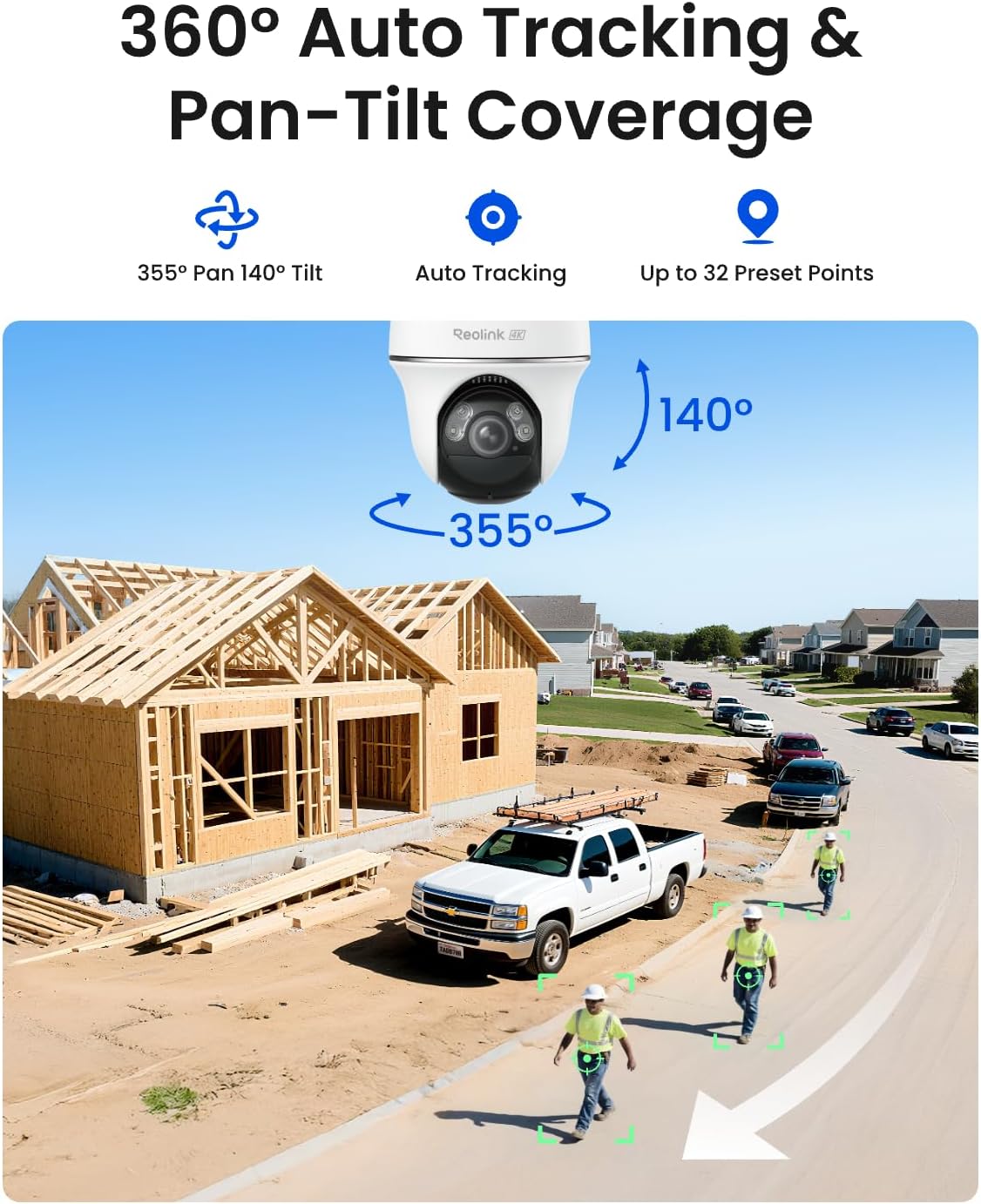 REOLINK 4K LTE Cellular Security Camera Wireless Outdoor, No WiFi 3G/4G Solar Powered, 360 Auto Tracking AI Detection, Color Night Vision, Cloud/512G Local Storage, SIM Card Included, Go PT Ultra+SP2