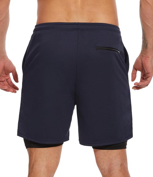 Kinglaman Men's 2-in-1 Running Shorts - Quick Dry Athletic Gym Shorts with Pockets | 4 Pack
