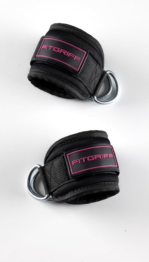Fitgriff® Ankle Straps V3 - Leg Pulley Attachment for Cable Machines | 2-Piece Gym Workout Equipment