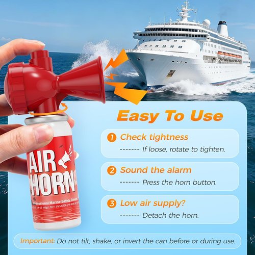 Nicehill Air Horn - 122dB Loud Safety Horns for Boating & Sporting Events | 2 Pack, Handheld Design