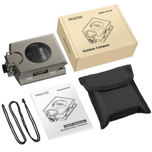 Proster Compass Metal Waterproof IP65 Compass Sighting Clinometer with Carry Bag for Camping Hunting Hiking Geology and Other Outdoor Activities
