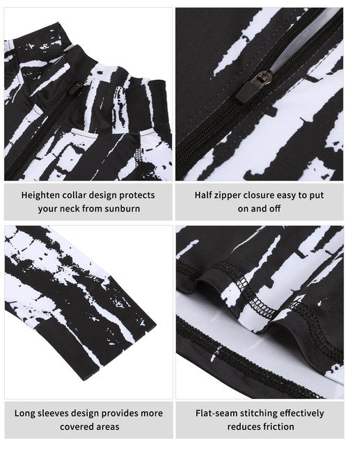 Hiking Shirts Women,Cucuchy Long Sleeve Pullover Tops Quarter Zip Workout Shirts UPF 50+ SPF Shirt 1/4 Zip Pullover Athletic Running Yoga Golf Tops Black Tie Dye XL