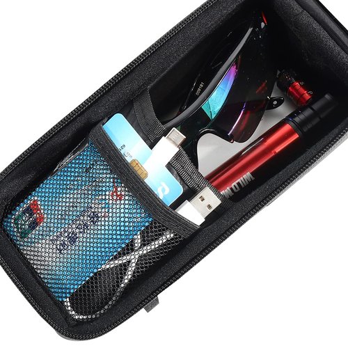 WILD MAN 1L Quick Release Waterproof Bike Front Frame Bag Phone Holder with Touch Screen Top for Mountain Road Bike MTB Cycling (XS2, Black)