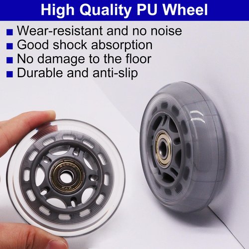 BENLIUDH Inline Skate Wheels with Bearings, 3 Inch Roller Blade Wheels 76mm Outdoor and Indoor Clear Wheel for Office Chairs, Luggage (4 Pack, Silver)