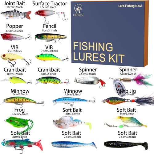 41 Pcs Fishing Lures Kit - Premium All-in-One Tackle Box for Bass, Trout & Pike | Ideal Gift for Beginners & Dads
