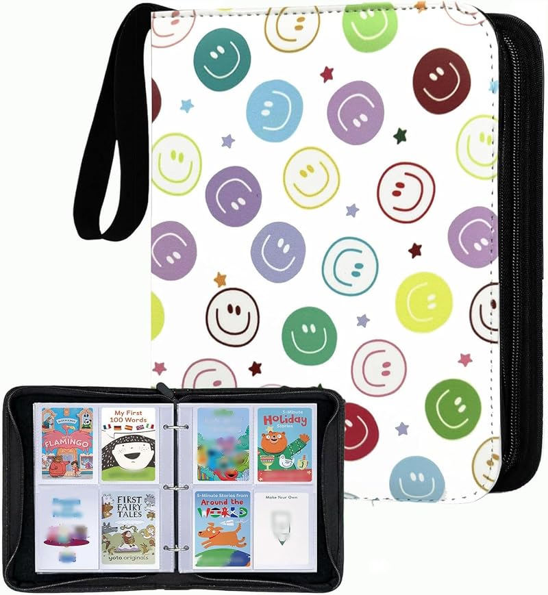 Thisness Smile Card Holder for Yoto Cards — 120 Card Capacity, Zippered PU Leather Case