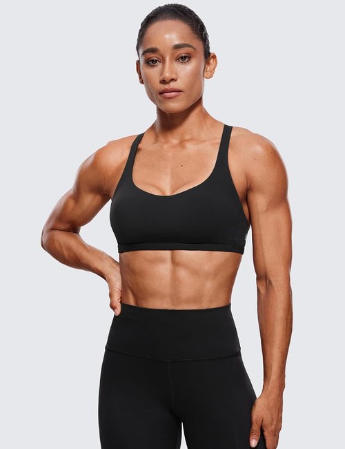CRZ YOGA Criss Cross Sports Bra - Wireless Medium Support Cami for Yoga & Gym Workouts