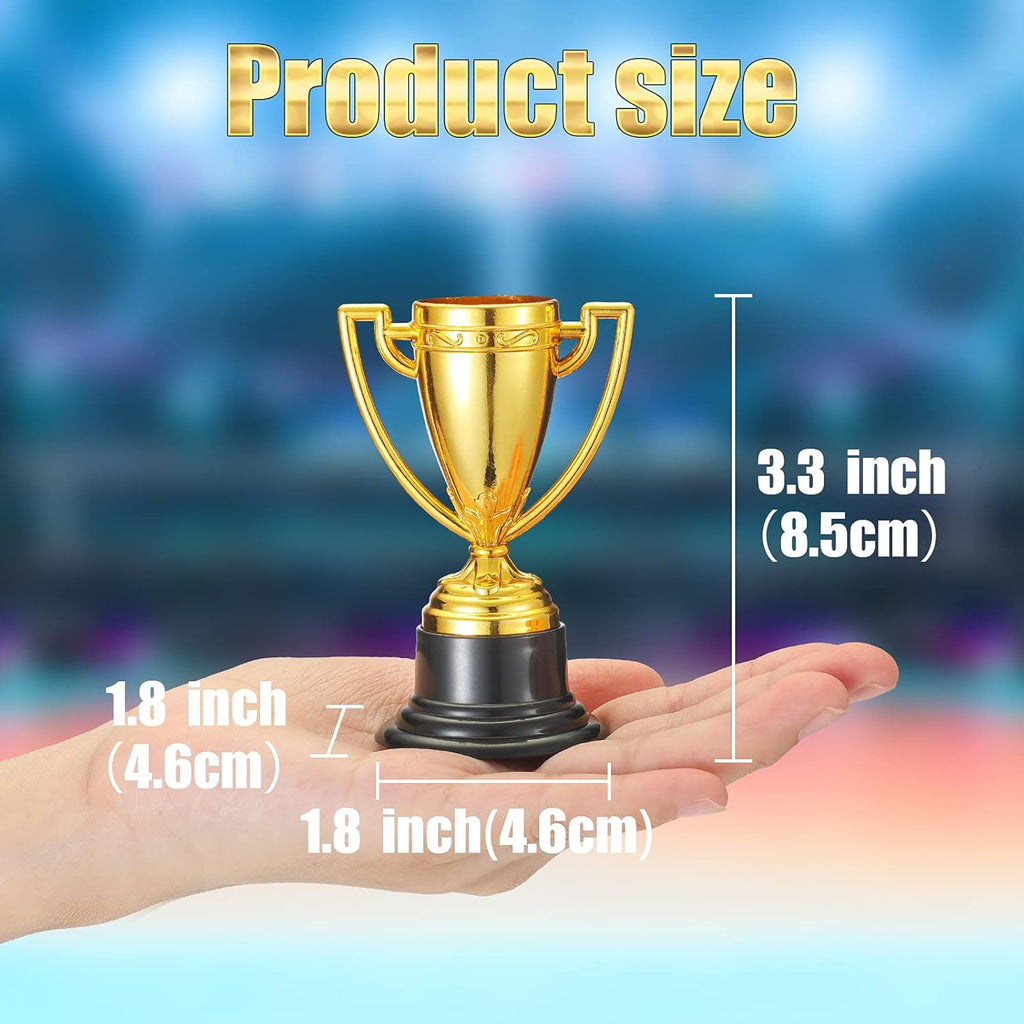 Skylety Mini Trophy Cups - 3 Pcs Gold Plastic Awards for Kids & Adults | Perfect for Sports Ceremonies