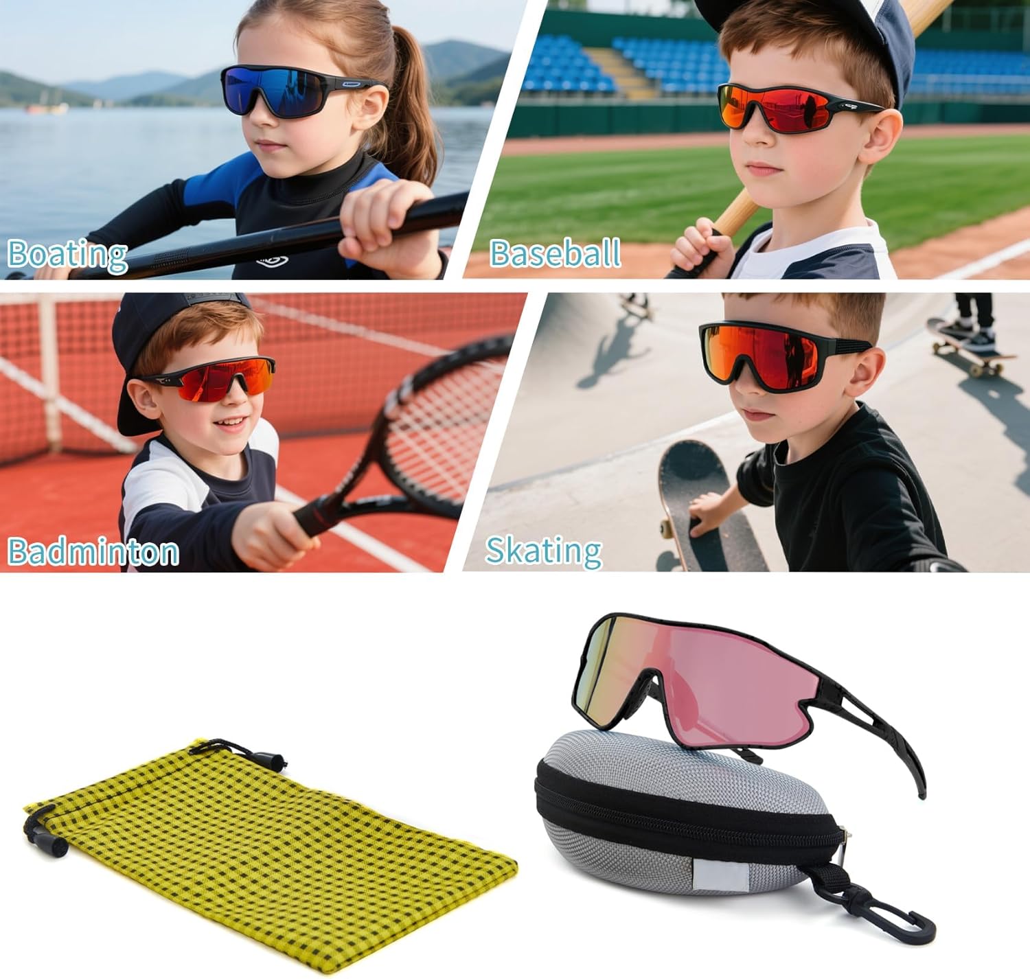 Skiennix Toddler Baseball Sunglasses - Lightweight UV400 Protection for Ages 2-4 | Perfect for Outdoor Play