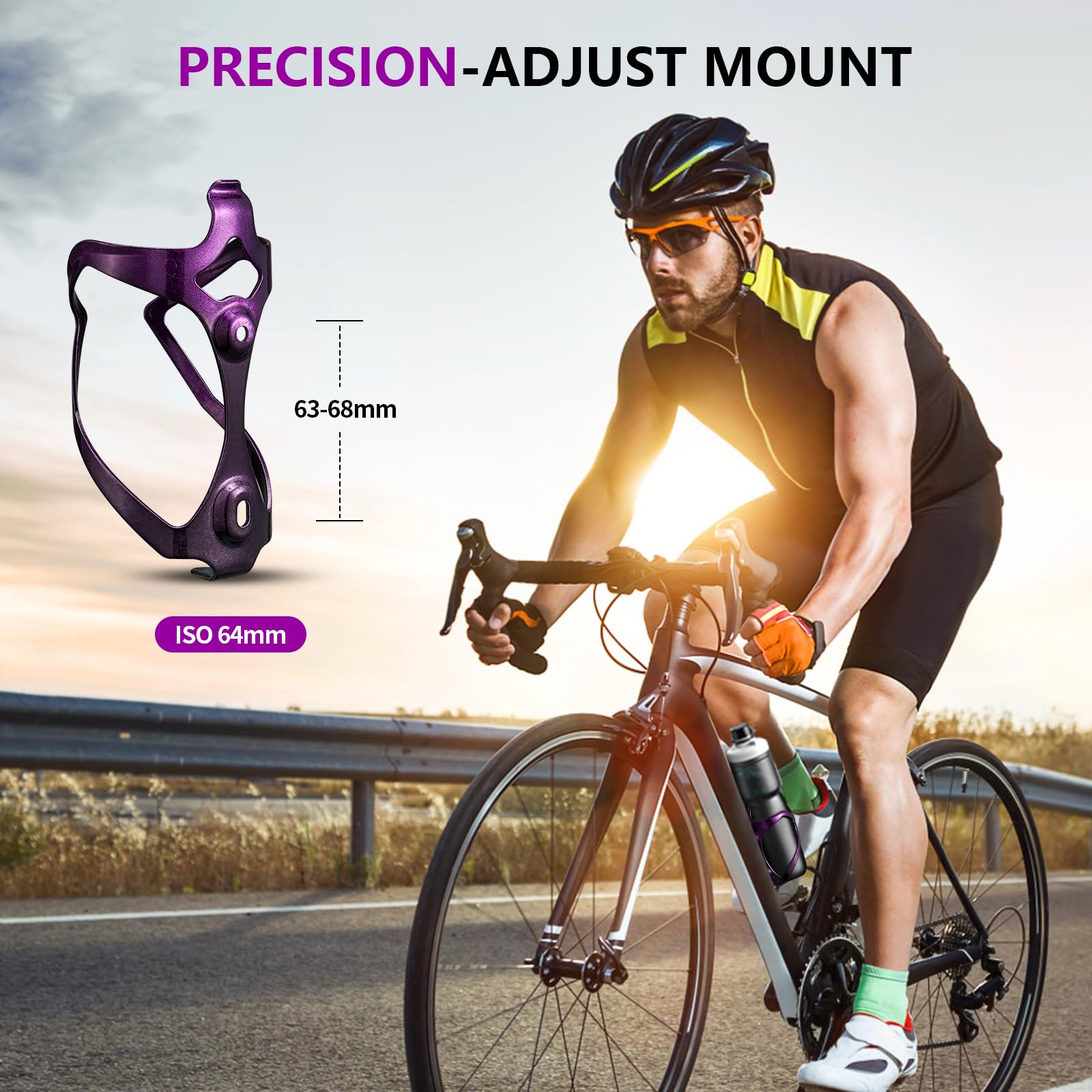 Corki Bike Water Bottle Holder, Bicycle Water Bottle Cage 1 Pack Purple