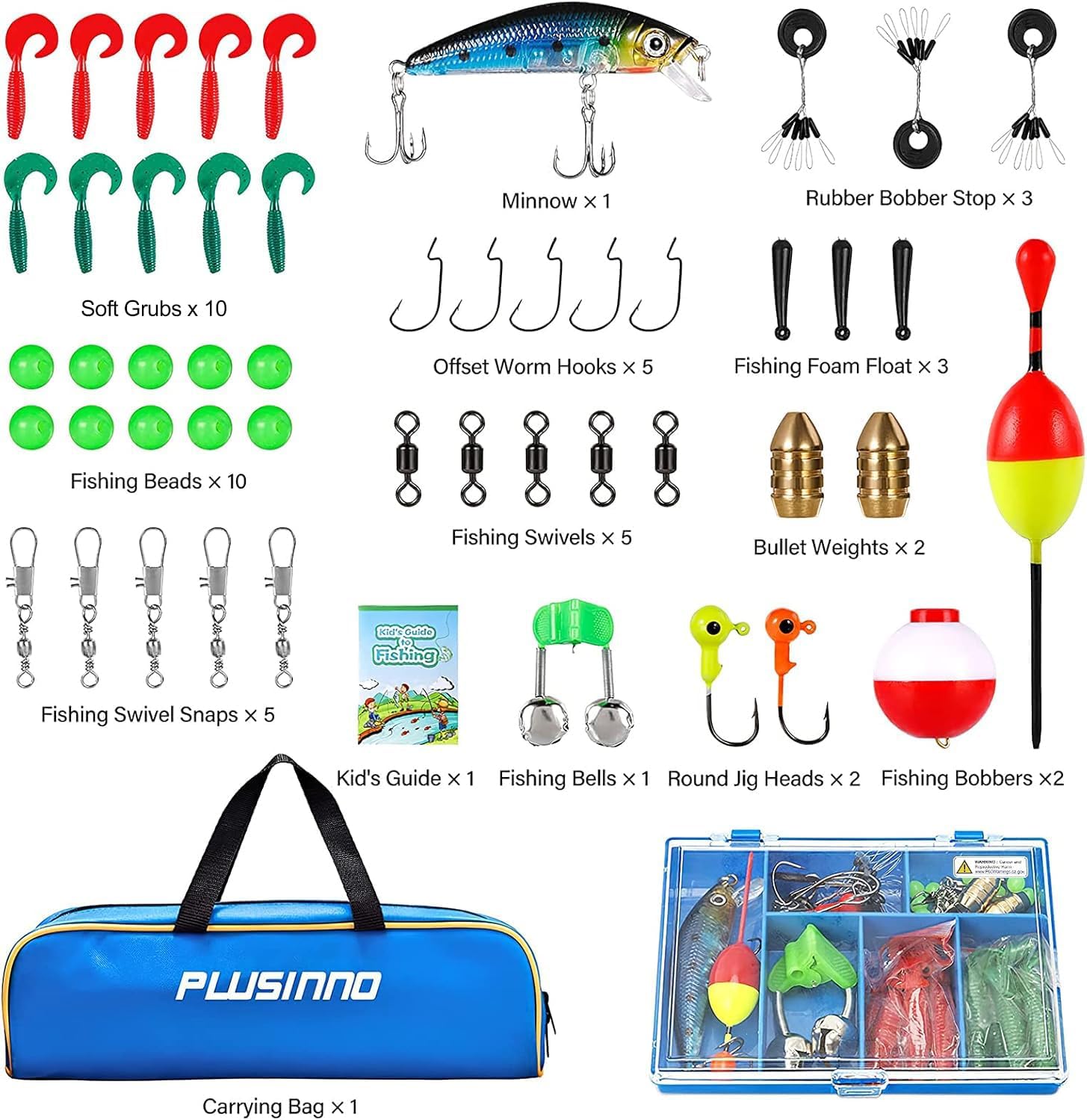 PLUSINNO Kids Fishing Pole - Telescopic Spincast Rod Combo for Boys, Girls & Adults - Complete Kit