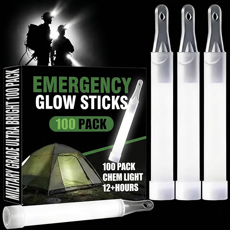 Warm White 4" Glow Sticks Bulk 100 Pack | Emergency Party Glow Sticks