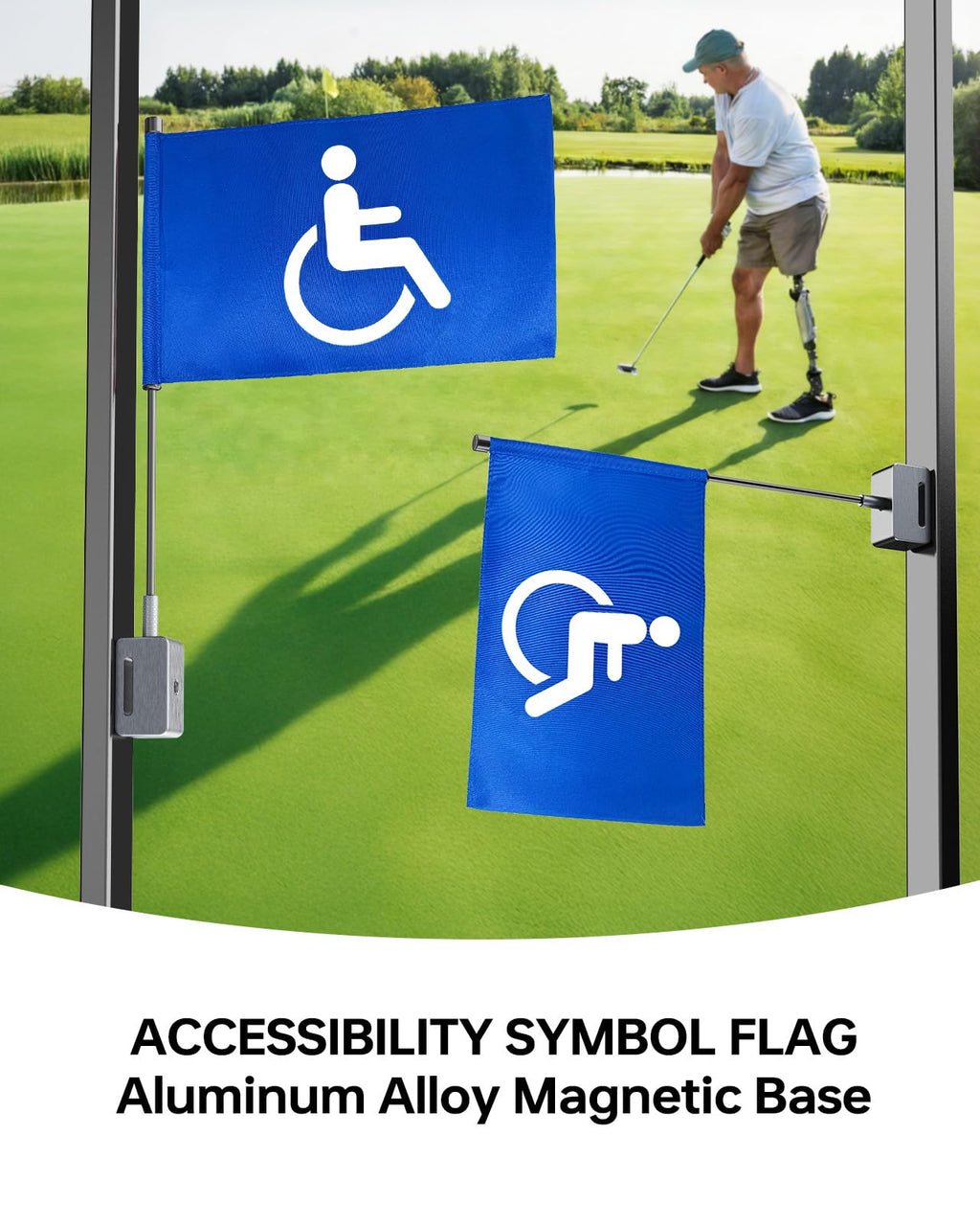 SITIZ Magnetic Golf Cart Flag, Aluminum Alloy Base,9 x 6" Handicap Flag with Dual Mounting Positions, Stable Installation Golf Pin Flag, Golf Gifts